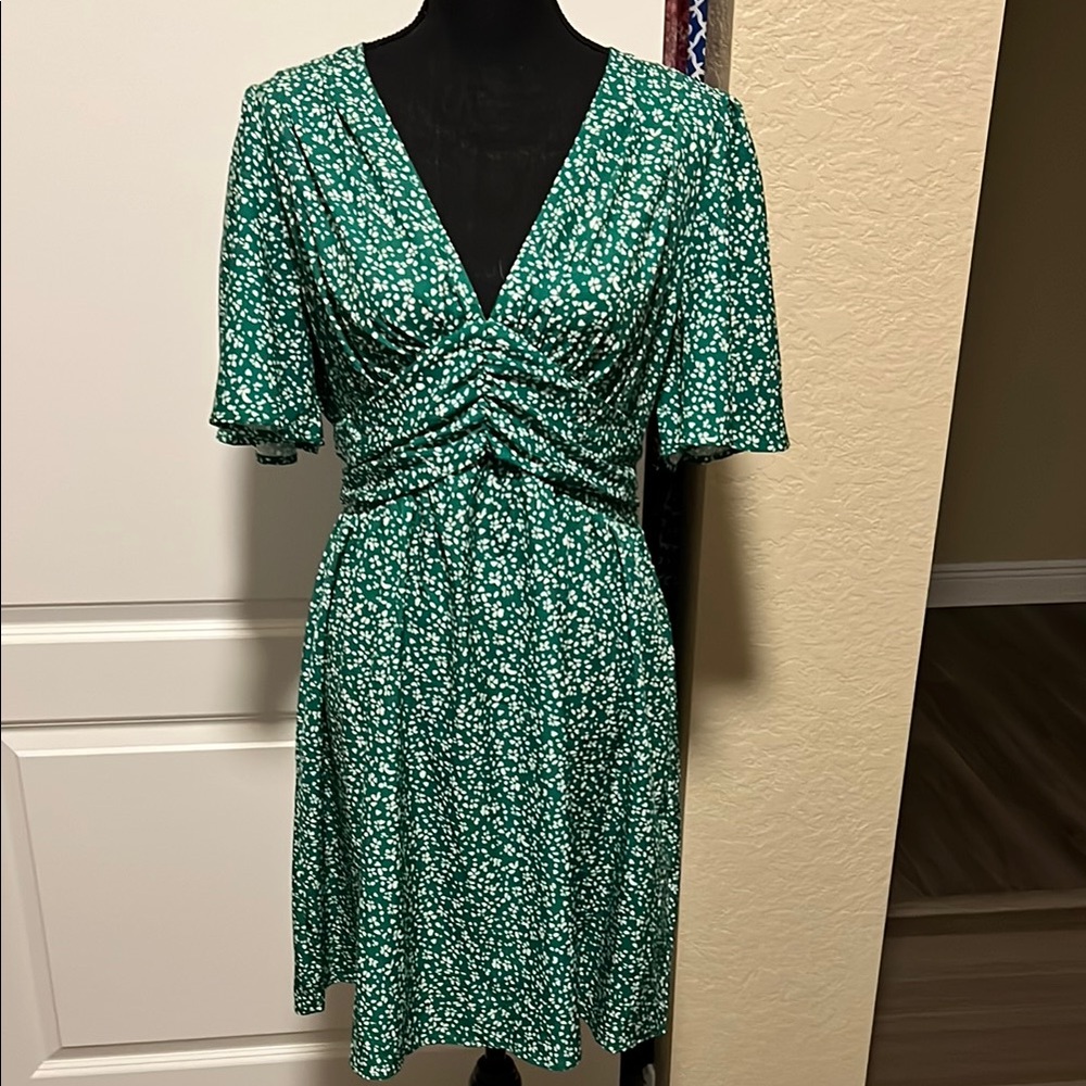 Green Floral Dress NWOT
